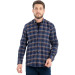 Men Navy Blue Winter Checkered Wool Pocket Wide Cut Shirt