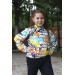 Hooded Patterned Elastic Waist Girl Sweatshirt