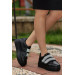 Black Leather Velcro Sneakers