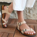 Beige Nubuck Belted Sandals