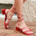 Red Leather High Heel Shoes