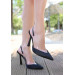 Satin Heeled Shoes Black