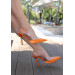 Satin Heeled Shoes Orange