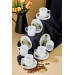 Ceramic Black 12 Piece White Coffee Cup Set For 6 People