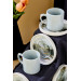 Ceramic Black 12 Piece Gray Coffee Cup Set For 6 People