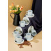 Ceramic Black 12 Piece Gray Coffee Cup Set For 6 People