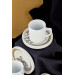 Ceramic Black 12 Piece White Coffee Cup Set For 6 People