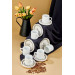 Ceramic Black 12 Piece White Coffee Cup Set For 6 People