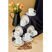 Ceramic Black 12 Piece White Coffee Cup Set For 6 People