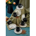 Ceramic Black 12 Piece Coffee Cup Set For 6 People