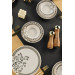 Ceramic Black And White 18 Piece Dinner Set For 6 People