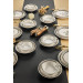 Ceramic Black And White 24 Piece Dinnerware Set For 6 Persons