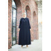 Crepe Abaya With Binding Navy Blue 40