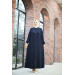 Crepe Abaya With Binding Navy Blue 40