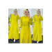 Women's Yellow Abaya Set With Belt And Inner Dress