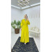 Women's Yellow Abaya Set With Belt And Inner Dress