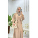 First Quality Medina Silk Fabric Belted Abaya And Undershirt Dress Fabulous Two-Piece Set