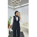 Double Crepe Striped Vest And Trousers Hijab Women's Two Piece Set