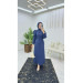 Abaya With Ruffle Sleeves, Blue Crepe Fabric, Dubai