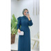 Abaya For Veiled Women, Petroleum Color, With Modern Sleeves, Crepe Fabric, Dubai