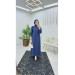 Dubai Crepe Fabric Ruffle Sleeve Abaya Blue