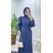 Dubai Crepe Fabric Ruffle Sleeve Abaya Blue