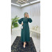 Dubai Crepe Pleated Sleeves Buttoned Women's Abaya