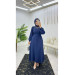 Dubai Crepe Pleated Sleeves Buttoned Women's Abaya