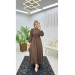 Dubai Crepe Pleated Sleeves Buttoned Women's Abaya