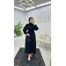 Dubai Crepe Pleated Sleeves Buttoned Women's Abaya