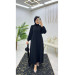 Dubai Crepe Pleated Sleeves Buttoned Women's Abaya