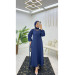 Dubai Crepe Pleated Sleeves Buttoned Women's Abaya