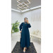 Dubai Crepe Pleated Sleeves Buttoned Women's Abaya