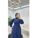 Dubai Crepe Pleated Sleeves Buttoned Women's Abaya