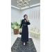 Black Dubai Crepe Sleeve Dress For Veiled Women