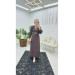 Brown Dress For Veiled Women, Crepe Fabric, Dubai, Bakman