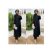 Black Tunic And Long Buttoned Pants Set For Veiled Women