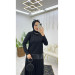 Quality Flexible Crepe Women Leather Detail Pleated Skirt And Blouse Two Piece Set