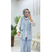 Soft Denim Pearled Trousers Vest Set