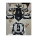 1 Runner 6 Placemats 6 Spoon Rests 6 Coasters 19 Pieces Dinner Set Silver Black Velvet