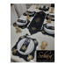 Easy Clean Runner 25 Pieces 8 Person Dinner Service Set Gold On Black