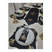 Easy Clean Runner 25 Pieces 8 Person Dinner Service Set Gold On Black