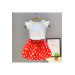 Girl White Red Skirt Suit 2, 3 Years Old