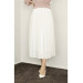 Women Pleated Leather Look Skirt