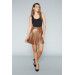 Women Pleated Mini Leather Skirt