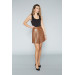 Women Pleated Mini Leather Skirt