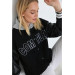 Unisex Embroidered Sleeve Detailed Hooded College Jacket