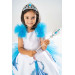 Girl White Birthday Dress And Party Costume With Crown And Scepter Gift