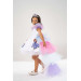 Girl White Birthday Dress And Party Costume With Crown Gift