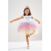 Girl White Birthday Dress And Party Costume With Crown Gift